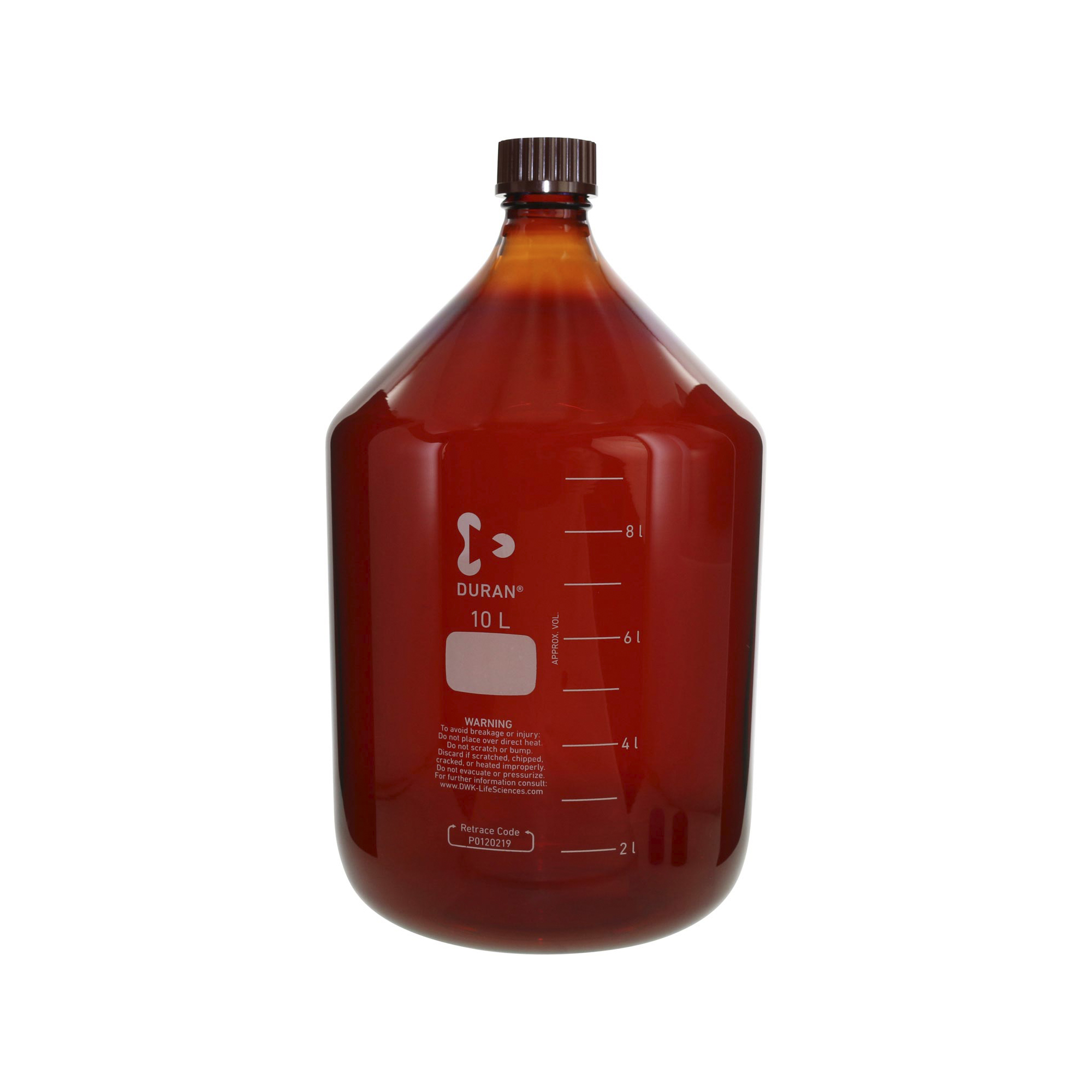柴田科学螺纹口瓶茶褐色带红帽10L