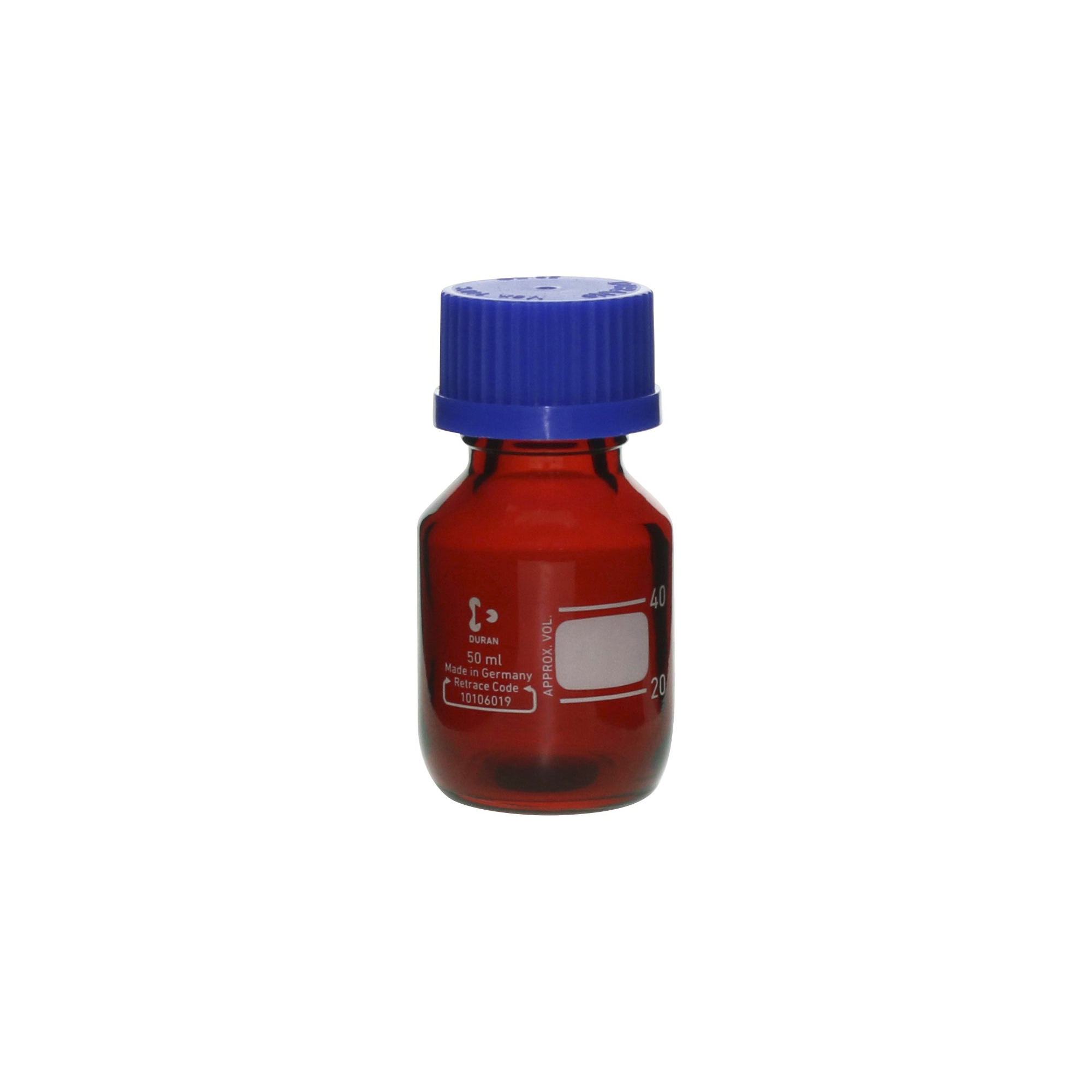 柴田科学螺纹口瓶（量瓶）带茶褐色蓝帽50mL