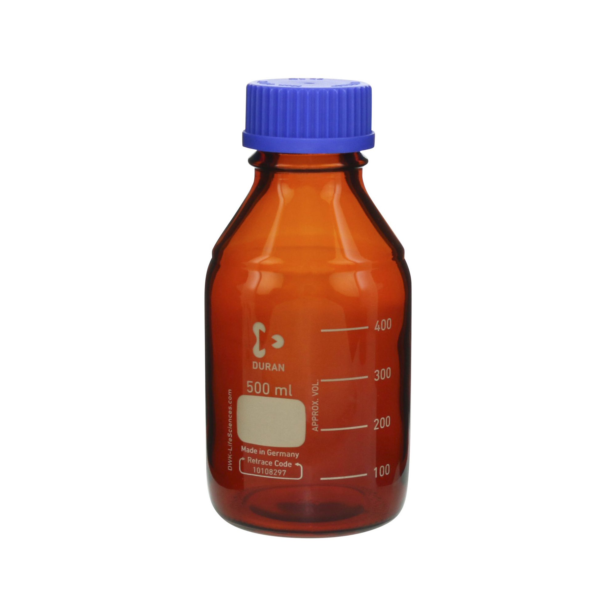 柴田科学螺纹口瓶（量瓶）茶褐色蓝色瓶盖500mL