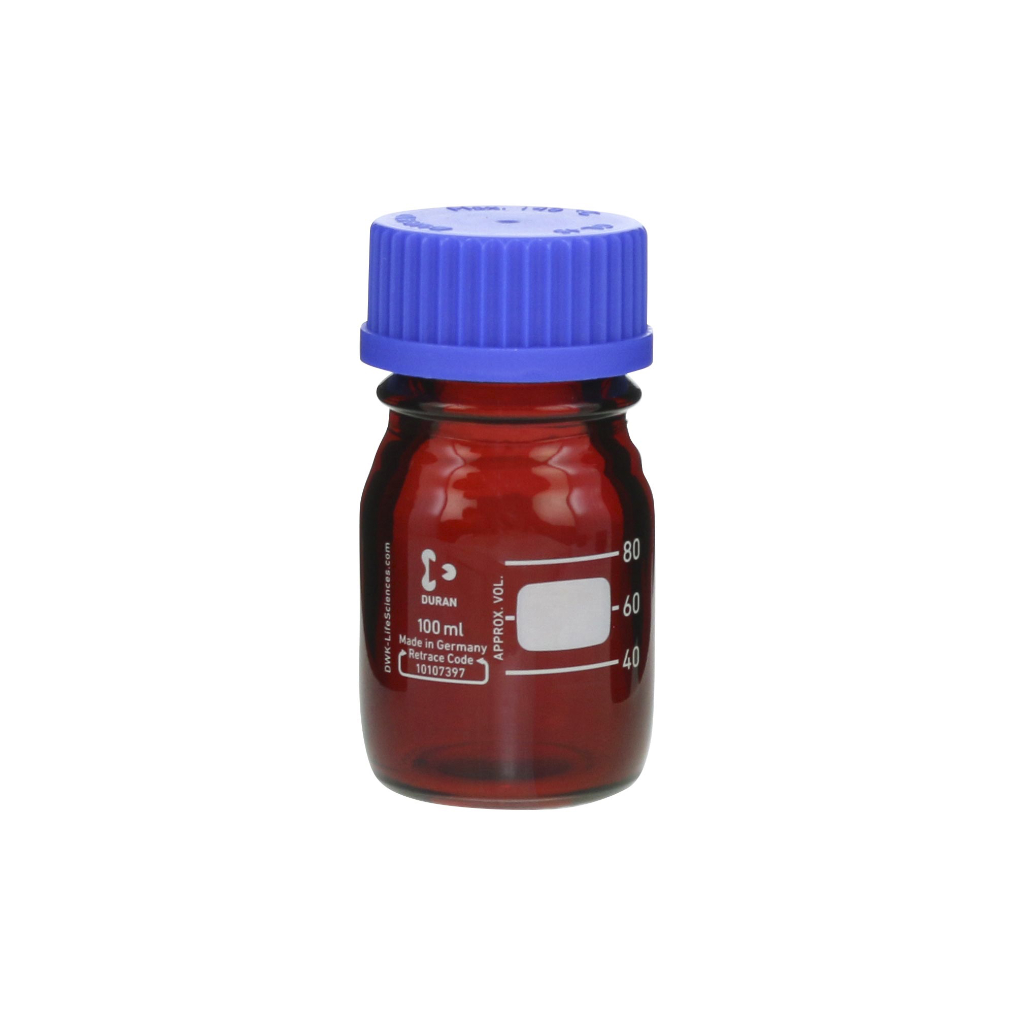 柴田科学螺纹口瓶（Mejumu瓶）茶褐色蓝帽付100mL