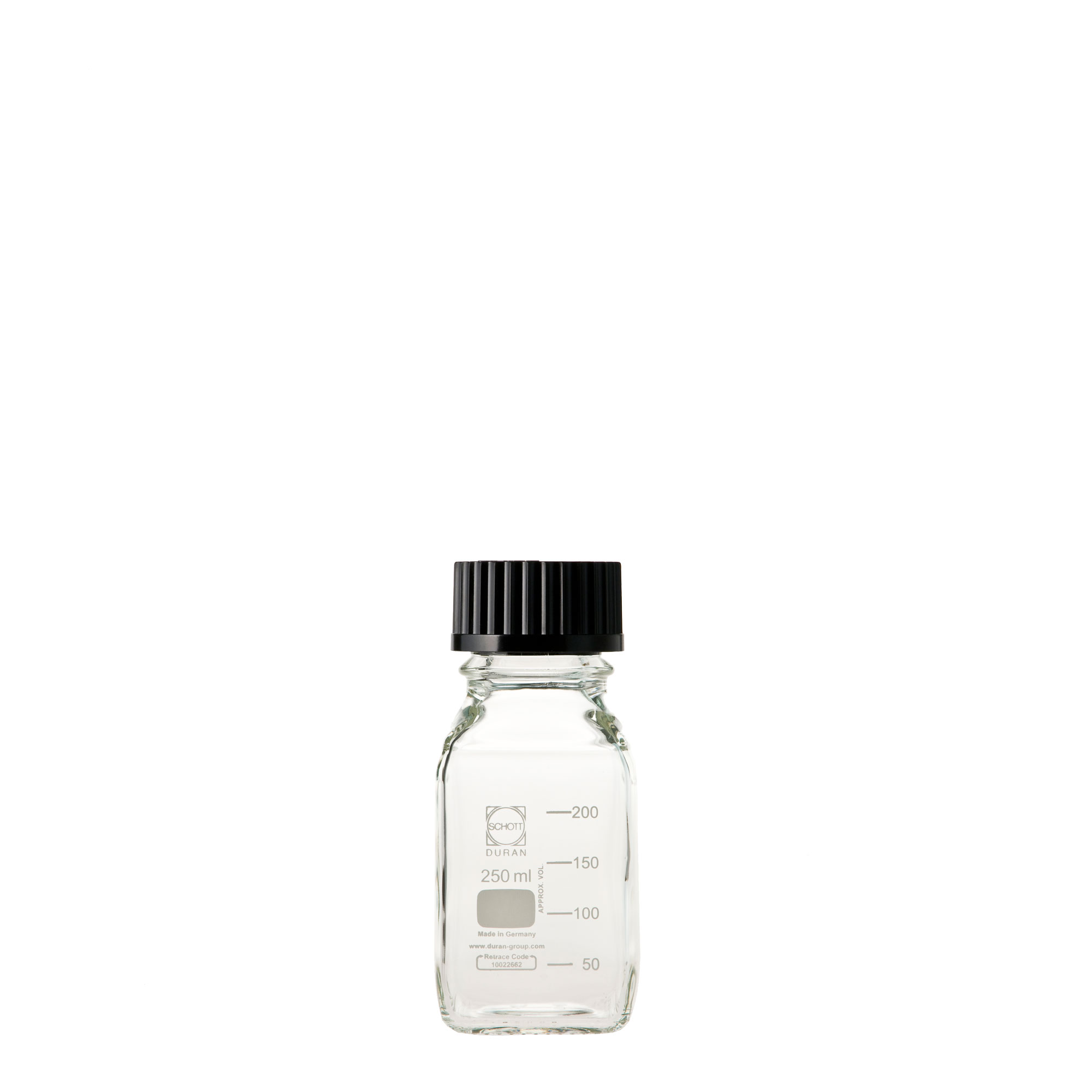 柴田科学螺纹口角瓶带黑帽250mL