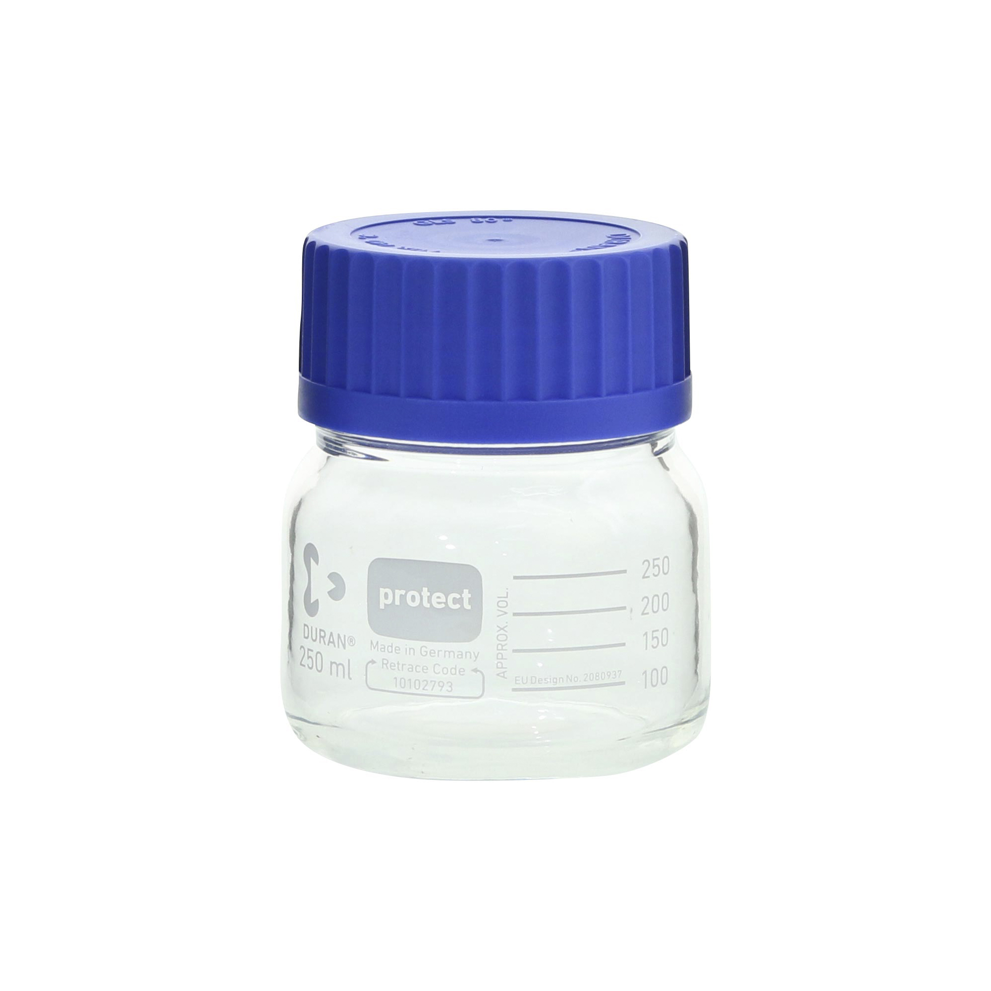 柴田科学螺纹口瓶广口安全涂层带蓝帽250mL