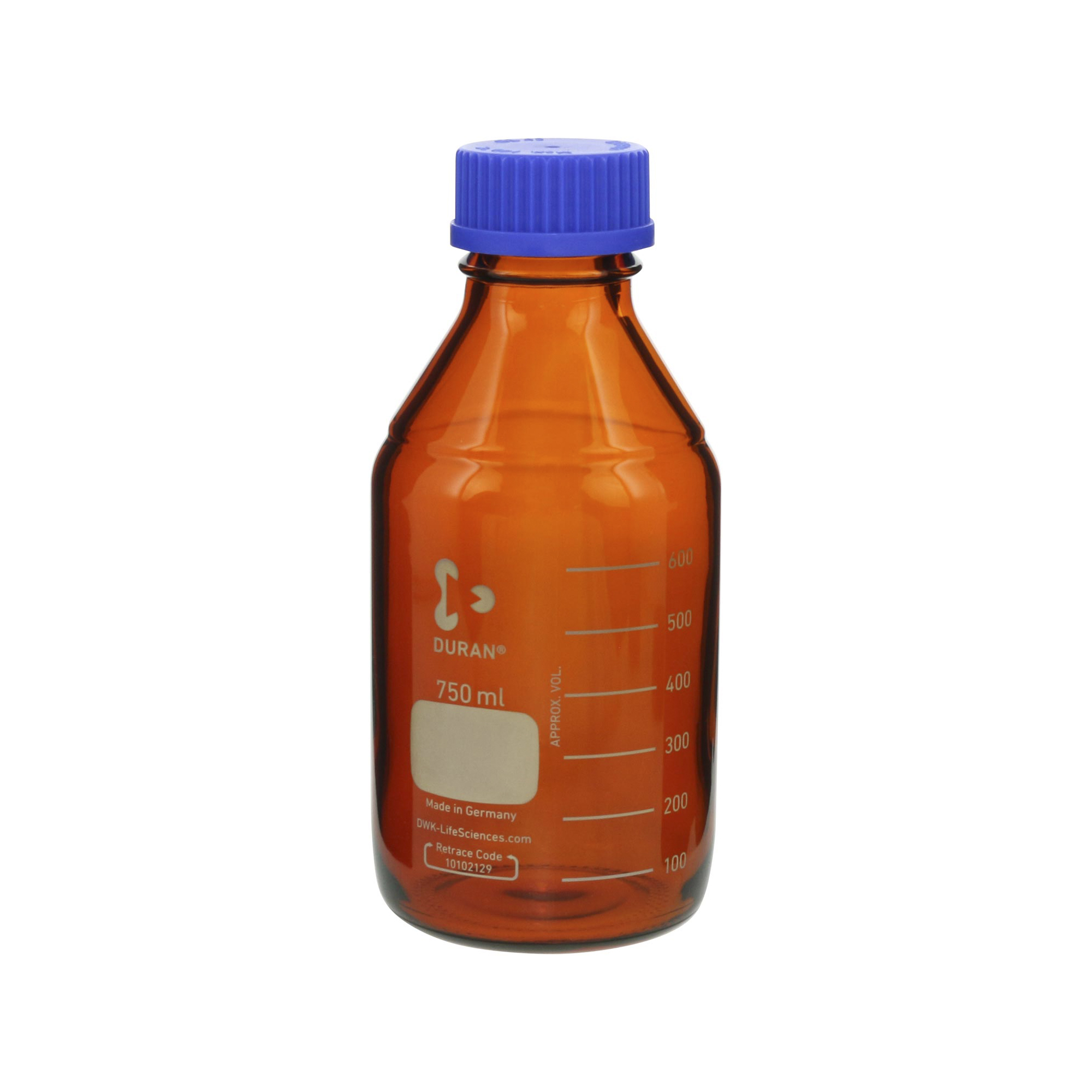 柴田科学螺纹口瓶茶褐色蓝帽750mL