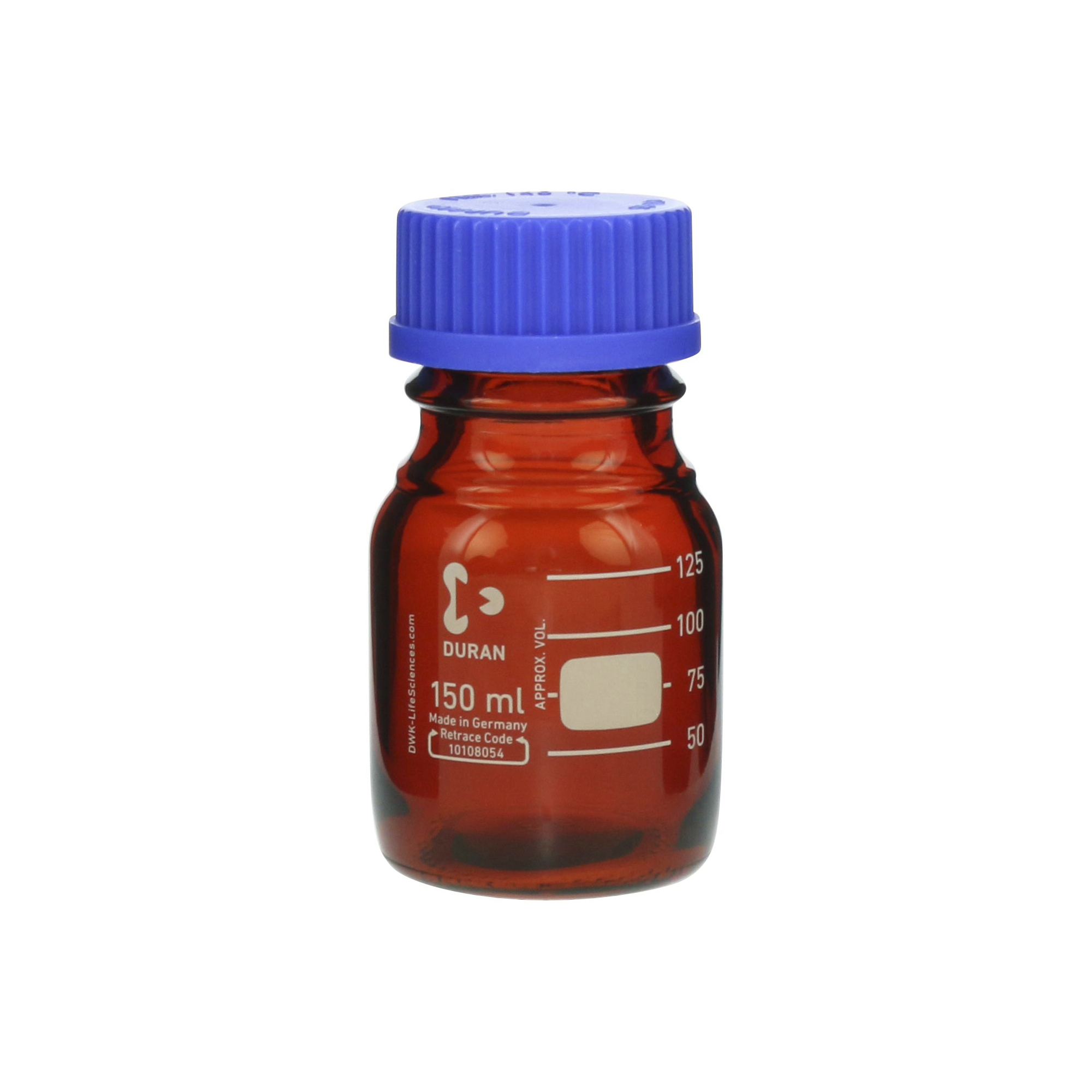 柴田科学螺纹口瓶（Mejumu瓶）茶褐色带蓝帽150mL