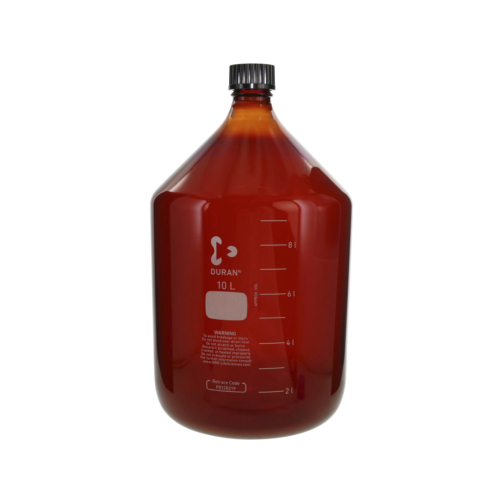 柴田科学螺纹口瓶茶褐色带黑帽10L